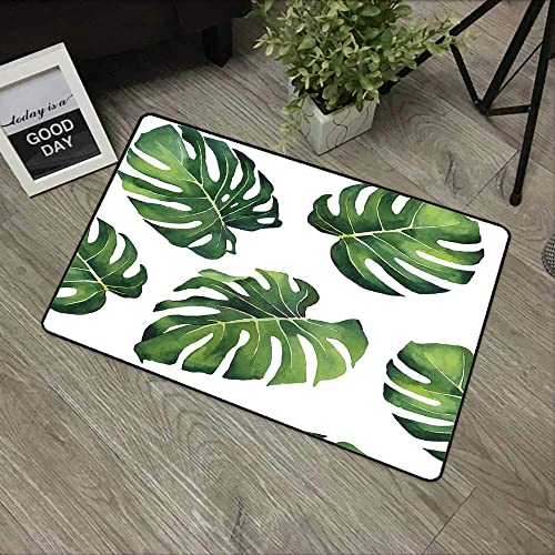 URSOPET Rutschfester Badvorleger,,Grünes Blatt-Handaquarell Monstera lässt Muster auf botanischer Palme,,Mikrofaser Duschvorleger Teppich für Badezimmer Küche Wohnzimmer 40x60 cm von URSOPET