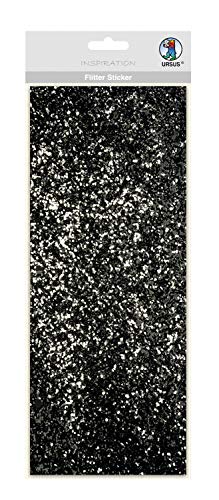 Ursus 59470005 - Flitter Sticker, schwarz/silber, ca. 12 x 29 cm, Folienstoff Sticker, selbstklebend, ideal geeignet für Scrapbooking, Kartengestaltung und zur Dekoration von Ursus
