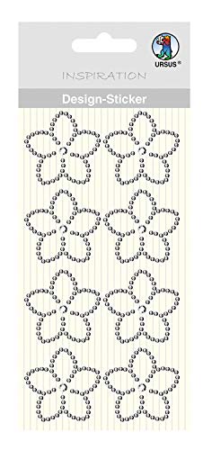 Ursus 75070025 - Design Sticker, Blume, silber, 8 Stück, selbstklebend, einfach von der Folie abzuziehen, ideal geeignet für Scrapbooking, Kartengestaltung und zur Dekoration von Ursus