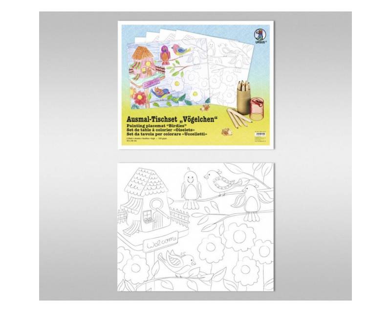 URSUS Bastelnaturmaterial URSUS Ausmal-Tischset Vögelchen, 5Bl. von URSUS
