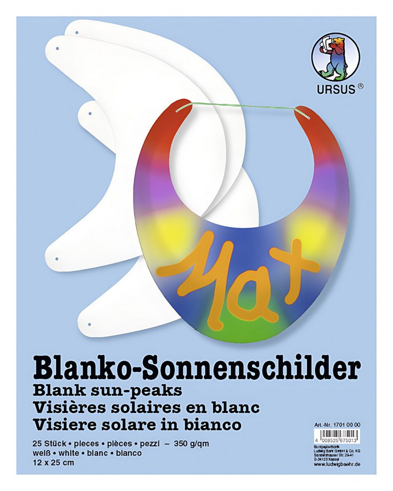 URSUS Bastelperlen Ursus BLANKO-SONNENSCHILDER 12x25CM,25STÜCK,WEISS URSUS Bastelperlen Ursus BLANKO-SONNENSCHILDER 12x25CM,25STÜCK,WEISS von URSUS