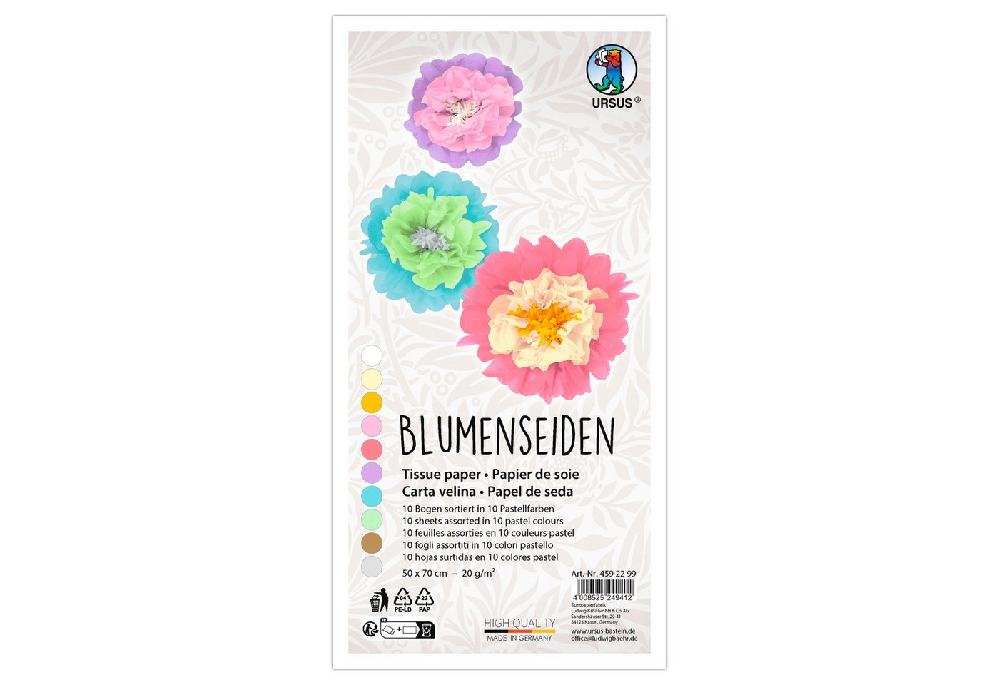 URSUS Seidenpapier Blumenseiden-Sortiment, 10 Bogen URSUS Seidenpapier Blumenseiden-Sortiment, 10 Bogen von URSUS