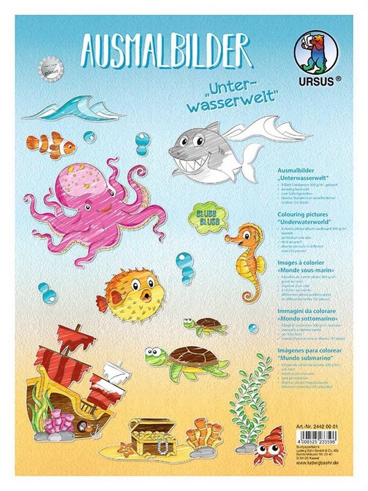 URSUS Zeichenblock URSUS Ausmalbilder Unterwasserwelt von URSUS