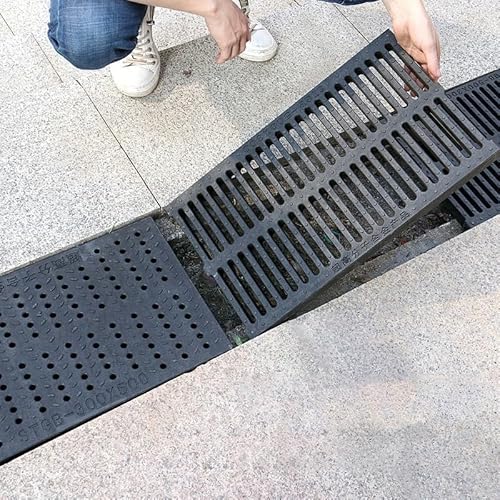 URUCHF Garden Drainage Kunststoff-Grabenabdeckungsbretter groß für den Außenbereich, rechteckiges Grabenentwässerungssystem, Kanalgitter-Abflusssieb auf Maß zuschneidbar(500x200x25mm) von URUCHF