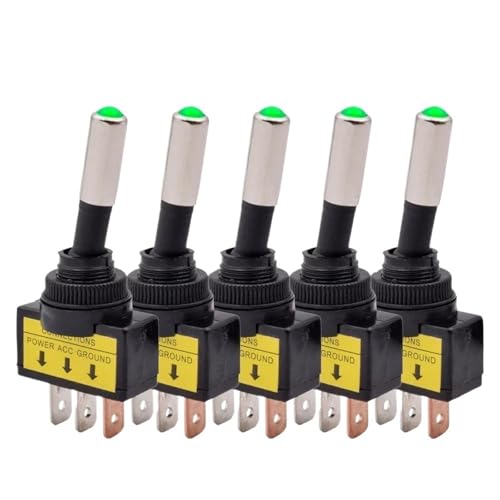 12mm Auto Auto Beleuchteter Kippschalter ASW-15D SPST 2 Position 3pin ON OFF 12V DC Rot Grün Blau Gelb 1Stk(Green) von URUJAMOY