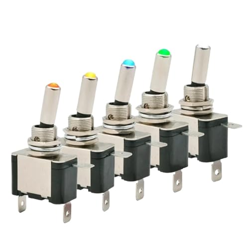 Beleuchteter 12V DC Kippschalter Rastend 2 Position 3pin EIN AUS 20A LED Licht Rot Grün Weiß 5Stk(Red) von URUJAMOY