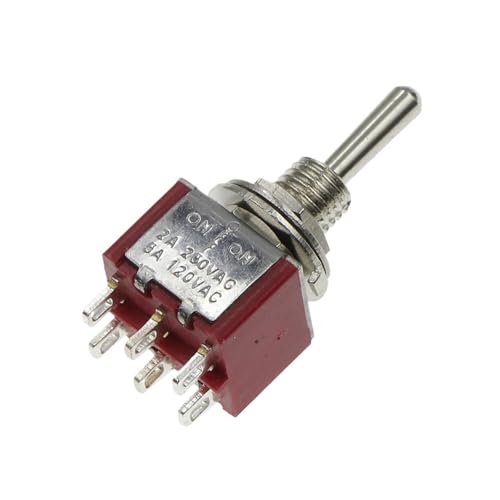 Kippschalter SPDT DPDT MTS 5A 6A 125V Selbstrückstellender Schalter 3A 250 AC 3 6PIN EIN-EIN EIN-AUS-EIN 20St(Red MTS-203) von URUJAMOY