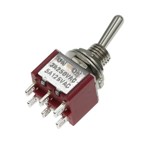 Kippschalter SPDT DPDT MTS 5A 6A 125V Selbstrückstellender Schalter 3A 250 AC 3 6PIN EIN-EIN EIN-AUS-EIN 20St(Red MTS-213) von URUJAMOY