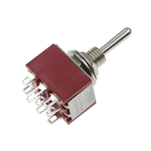 Kippschalter SPDT DPDT MTS 5A 6A 125V Selbstrückstellender Schalter 3A 250 AC 3 6PIN EIN-EIN EIN-AUS-EIN 20St(Red MTS-303) von URUJAMOY