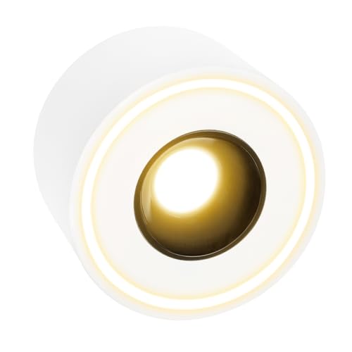 URing LED Aufbauspot Weiß - Extra Flach - Ø97x55mm - Aufbauleuchte LED 8W 1680LM - 3000K Warmweiß - Rund Aufbaustrahler 230V, Deckenspots aus Aluminium, Aufputz Deckenstrahler von URing