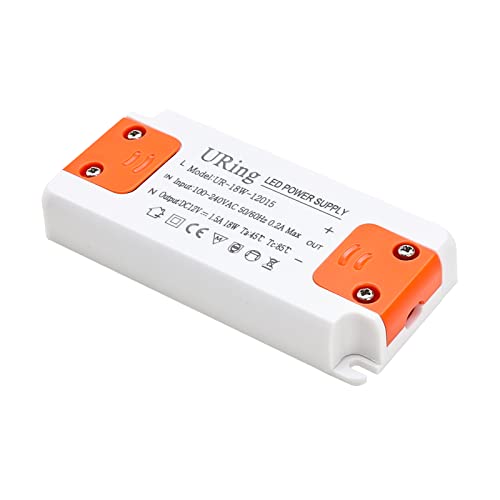 URing LED Trafo LED Treiber Netzteil, 1-18W 230V auf 12V - DC Transformator ohne Flimmern und Rauschen, Niedervolttrafo für LEDs G4, MR16, GU5.3 von URing