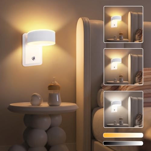 URing LED Wandleuchte Innen Wandlampe - Flurlampe LED Wandlicht mit Schalter Stufenloses Dimmbar 350° Drehbare Ring Touch Control 3 Farbmodi Modern Design Lampe für Wohnzimmer Schlafzimmer, Weiß UR376 von URing