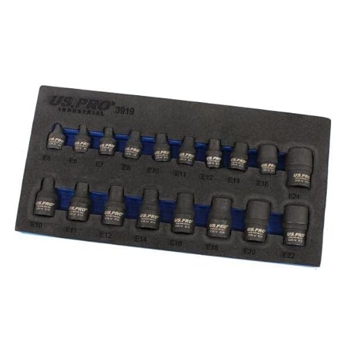 US PRO INDUSTRIAL 18 Stück 3/8 Zoll & 1/2 Zoll DR Impact E-Torx E-Star Steckschlüssel-Set E5 – E24 3919 US PRO INDUSTRIAL 18 Stück 3/8 Zoll & 1/2 Zoll DR Impact E-Torx E-Star Steckschlüssel-Set E5 – E24 3919 von US PRO INDUSTRIAL