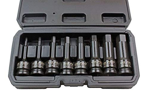 US PRO INDUSTRIAL 8-teiliges 1/2-Zoll-Schlag-Innensechskant-Bit-Steckschlüssel-Set, Schlagschrauber, H5 bis H19 1378 von US PRO INDUSTRIAL