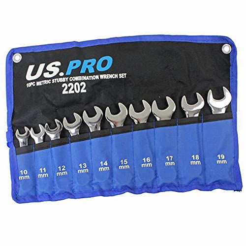 US PRO 10-teiliges metrisches Ringmaulschlüssel-Set, 10 mm bis 19 mm, 2202 von US PRO