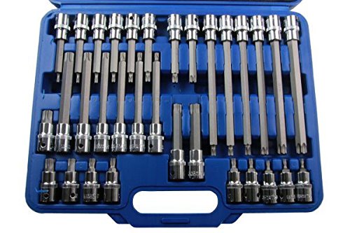 US PRO 1372 Piece Long Drive Socket Set Torx-Bit-Steckschlüsselsatz, extra lang, 1,27 cm (1/2 Zoll), 32-teilig, blau von US PRO