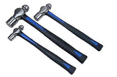 US PRO 1665 3pc Ball Pein Hammers 16 32oz Handle 3-teiliges Schlosser-Set mit 8 Kugelhammern, 16 ml, TPR-Griff, blau von US PRO