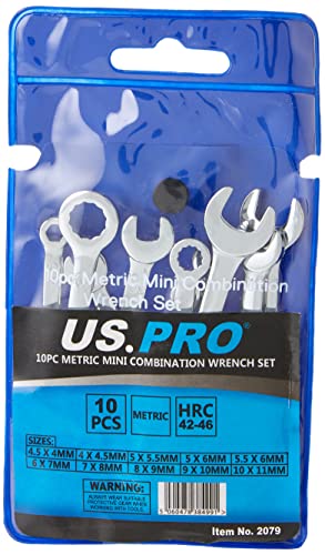 US PRO 2079 Mini-Maulschlüssel-Set, metrisch, 4-11 mm, Chrom, 10 Stück von US PRO
