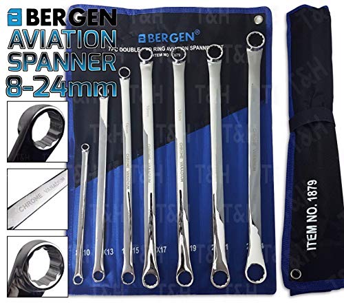 US PRO B3222 7-teiliges Doppelringschlüssel-Set, Luftfahrt, extra lang, 8–24 mm von US PRO