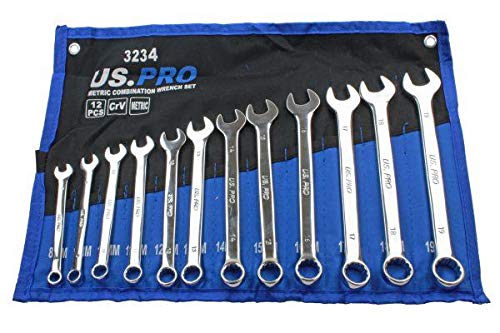 US PRO Tools 3234 Ringmaulschlüssel-Set, metrisch, 8-19 mm, 12-teilig von US PRO