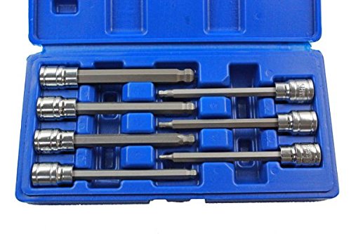 US PRO USP1499 7pc 3/8" Dr Long Ball End Hex Socket 3-10mm Allen Key 1499 Sechskant-Bit-Steckschlüssel-Set, 3-10 mm, lang, Kugelkopf, 7-teilig, blau von US PRO
