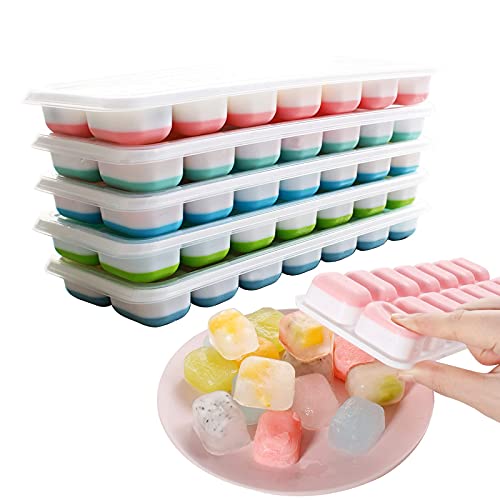 US Sense Eiswürfelform aus Silikon, mit stapelbarem Deckel, für Süßigkeiten, Pudding, Gelee, Schokolade, Saft oder Whiskey, LFGB Zertifiziert und BPA-frei, mit 84 Blöcken (6 Stück) von US Sense