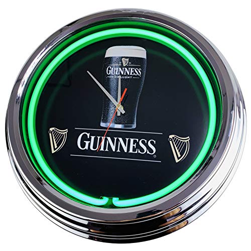 Neon Clock Guinness WallClock Deko-Clock LeuchtClock USA 50's Style Retro NeonClock Dining Room Kitchen Living Room Office (Green) von US-Way e.K.