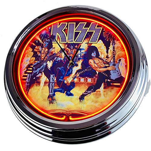 Neon Uhr Flipper Kiss Stern 2015" Wanduhr Deko-Uhr Leuchtuhr USA 50's Style Retro Neonuhr Esszimmer Küche Wohnzimmer Büro (Orange) von US-Way e.K.