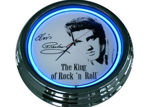 Neonuhr Elvis Presley Wanduhr Deko-Uhr Leuchtuhr USA 50's Style Retro Uhr von US-Way e.K.