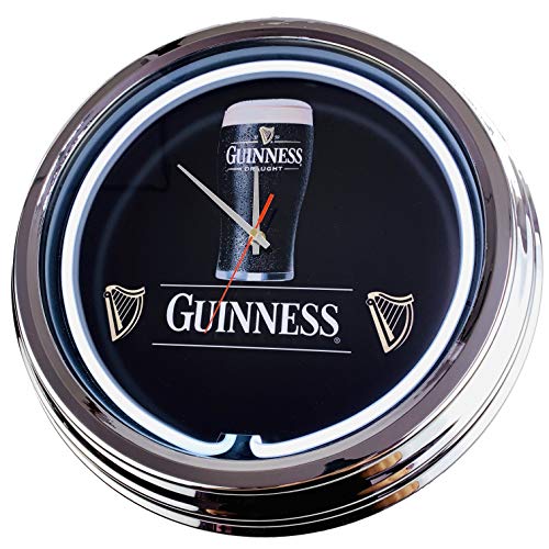 Neon Clock Guinness WallClock Deko-Clock LeuchtClock USA 50's Style Retro NeonClock Dining Room Kitchen Living Room Office (White) von US-Way.de