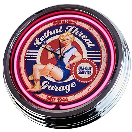 Neon Clock Open All Night WallClock Deko-Clock LeuchtClock USA 50's Style Retro NeonClock Dining Room Kitchen Living Room Office (Pink) von US-Way.de