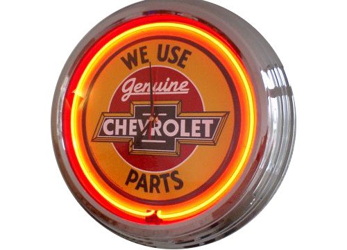 Neonuhr Chevy - Parts Wanduhr Deko-Uhr Leuchtuhr USA 50's Style Retro von US-Way.de