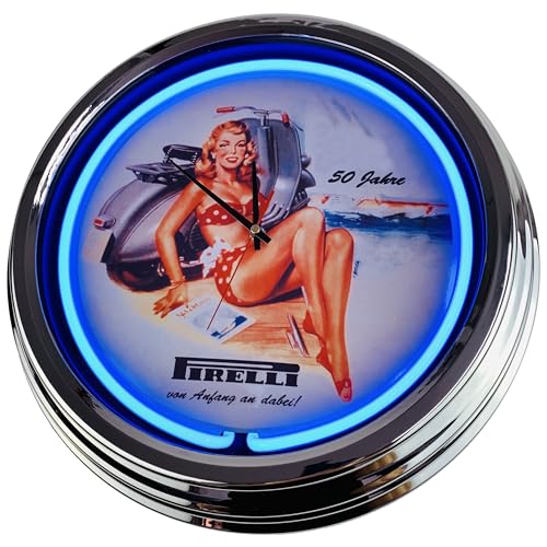 Neonuhr Vespa Wanduhr Deko-Uhr Leuchtuhr USA 50's Style Retro von US-Way.de