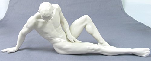US 32,4 cm weiß Porzellan liegend auf Arm männlicher Akt Figur, glasiert von US