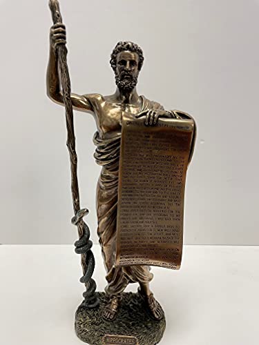 Antike griechische Figur Hippokrates of Cos mit hippokratischem Ehor, kaltgegossene Bronzestatue von US