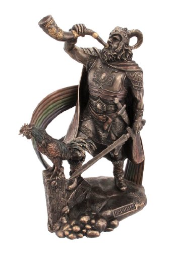Heimdall Skulptur, Nordischer Gott aus Kaltgussbronze, 23 cm von US