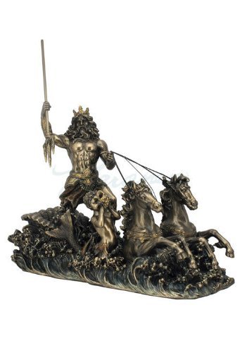 Poseidon on Hippocampus Chariot nautische Statue Skulptur Figur von US