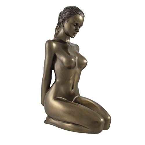 US 14 cm nackte weibliche Statue kniend mit Händen auf dem Rücken, bronzefarben von US