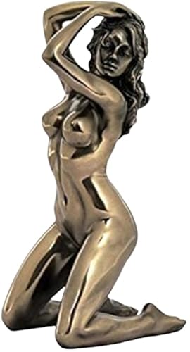 US 18 cm nackte weibliche Statue mit Händen auf Haar, bronzefarben von US