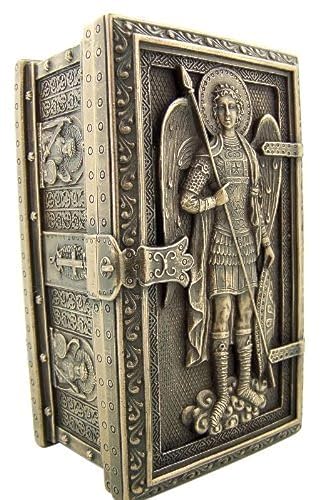 US Archangel Saint St Michael Cold Cast Bronze Rosary Relic or Keepsake Case Framed Trinket Box by Religious Gifts von US