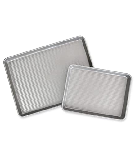 USA Pan Antihaftbeschichtete Halbblechpfanne und Viertelblechpfanne, 2er-Set, aluminisierter Stahl von USA Pan