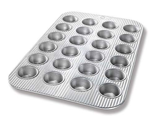 USA Pan Bakeware Mini-Cupcake- und Muffin-Backform, Antihaftbeschichtung, Schnellentriegelung, 24 Wellen, aluminierter Stahl von USA Pan