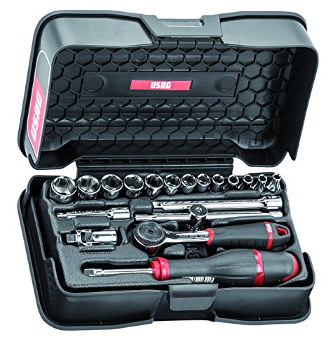 USAG U06060101- - 606 1/4" EA - Sortiment mit Sechskant-Einsätzen in ABS-Koffer (19 Teile) von USAG