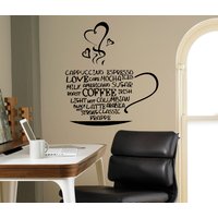 Tasse Kaffee Worte Cloud Wand Vinyl Aufkleber Haus Сafe Dekor Küche Ideen Raum Innen Büro Kunst 5(Cof von USAmadeproducts