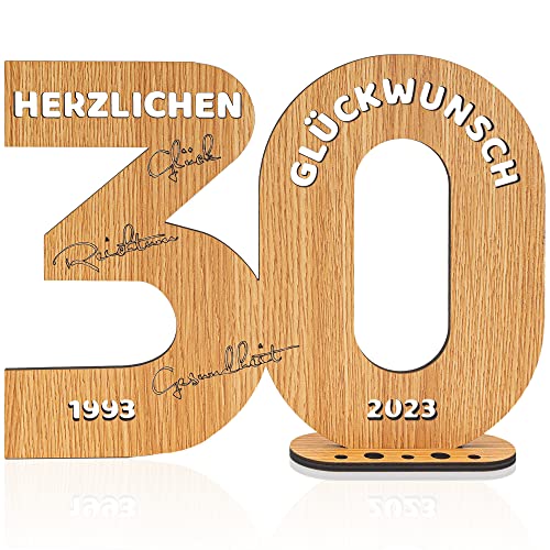 2023 Holz-Schild Gästebuch, 30 Geburtstag Frauen & Männer Gästebuch Geburtstag als Personalisierbares Geschenk, 30 Jahre mit Jahreszahlen, mit Ständer und Kerzenhalter Deko Geburtstagsgeschenk von USEAMIE