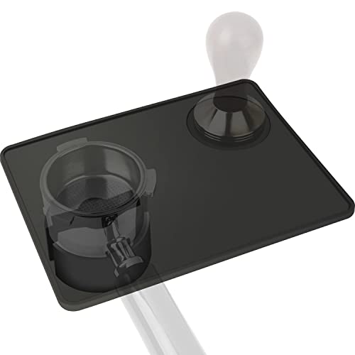 USEAMIE Espresso-Tamper Matte mit Portafilter Halter, Tamping Matte, Lebensmittel sicheres Silikon Anti-Rutsch für Barista Tool, Home, Büro, Café, Schwarz, 19,8 x 15 x 3,8 cm von USEAMIE