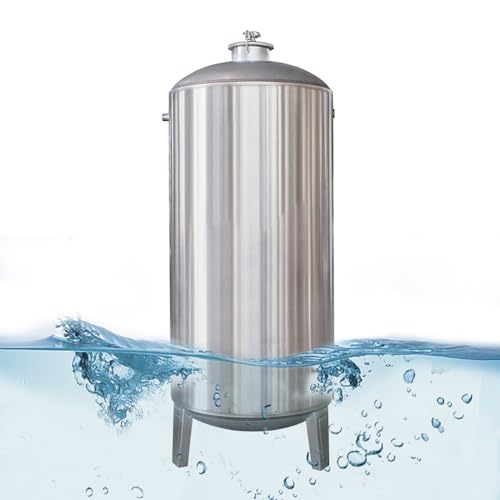 Turmloses Wasserversorgungsgerät, Brunnenwasser-Drucktank, Notwasserspeicher-Drucktank aus Edelstahl for Brunnenpumpe, mit Entlüftungsventil und Montagesatz(Size:200L(W50*H130CM)) von USFJATI