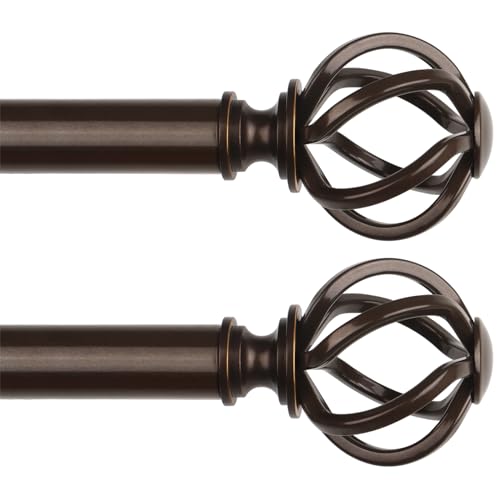 USFOOK 2 Stück Gardinenstange Bronze 80 bis 148 cm, 22 mm Durchmesser Vorhangstange Ausziehbar, Dekorative Gardinenstangen mit Florale Endstück, Vorhangstangen für Küchenfenster von USFOOK