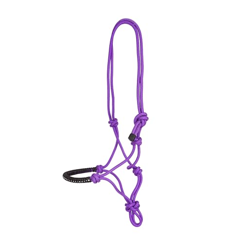 USG 15050024 Knotenhalfter, umflochtener Nasenriemen mit Glitzersteinchen, Lila, Vollblut/Warmblut von USG