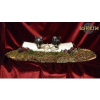 Wikinger Deko Auf Holz Und Horn Mit 2 Teelichthaltern Vikings Mittelalter von USHEIM